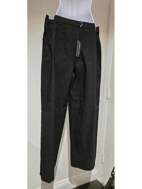 Peter O. Mahler - Women's Black Wide Leg Linen Blend Stretch Casual Size 4
